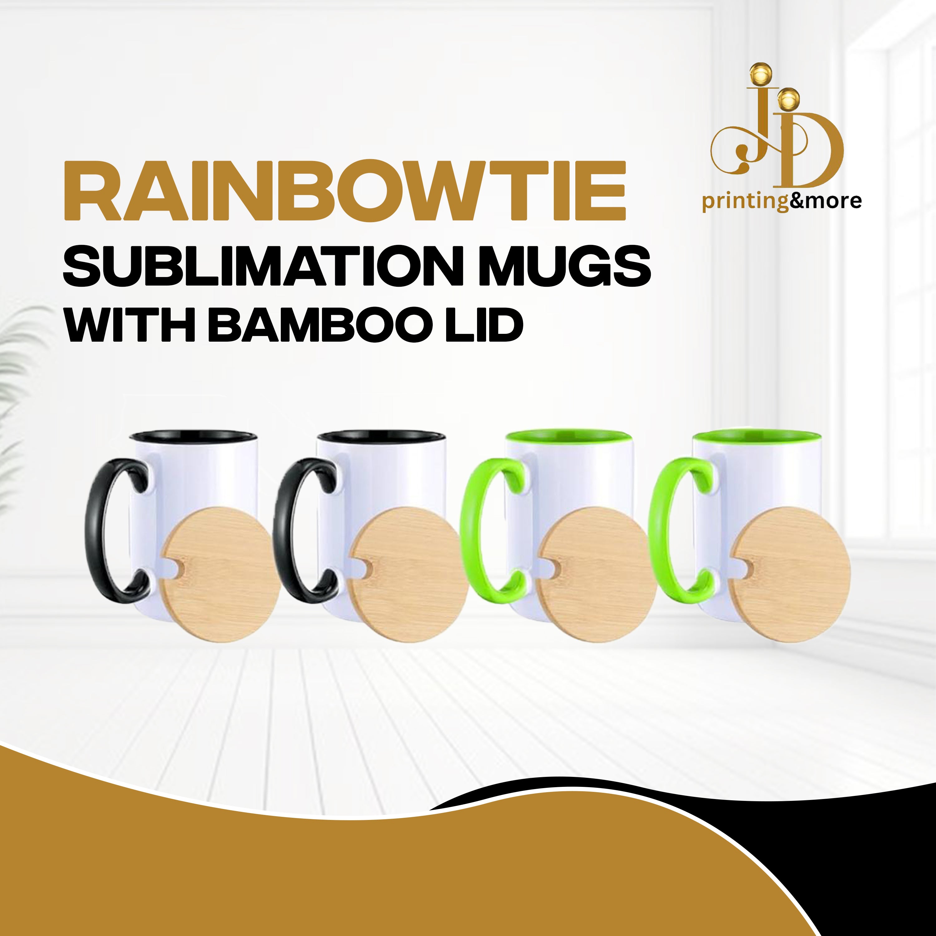 Rainbowtie,Sublimation Mugs With Bamboo Lid 15oz