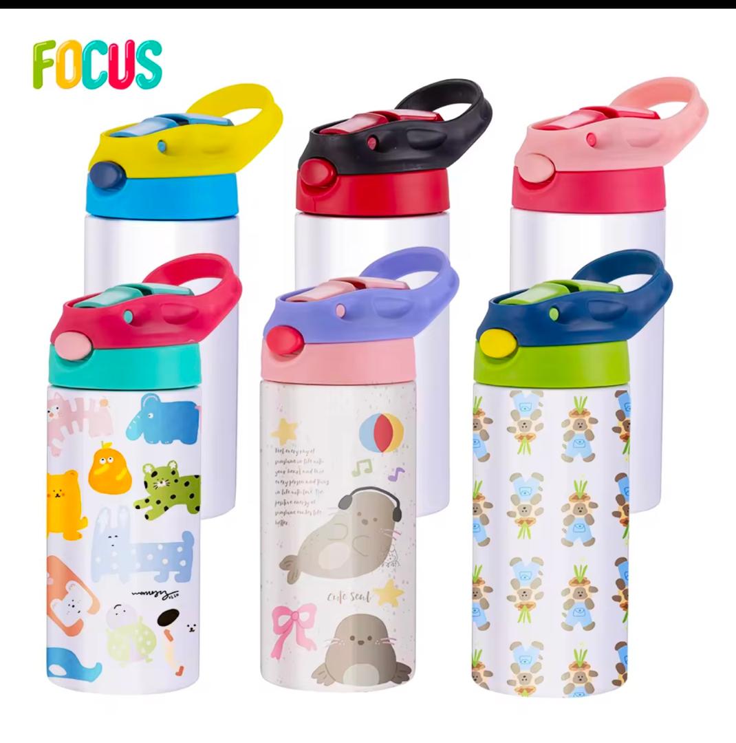 Flip Top, Straight Sublimation Blanks Tumbler 350ml 12oz Kids Cups Stainless Steel Water Bottle Sublimation DIY Cup